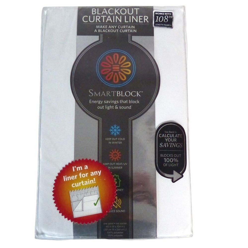 Blackout Insulating Curtain Liner Panel White 40x104 for 108in One Single Panel